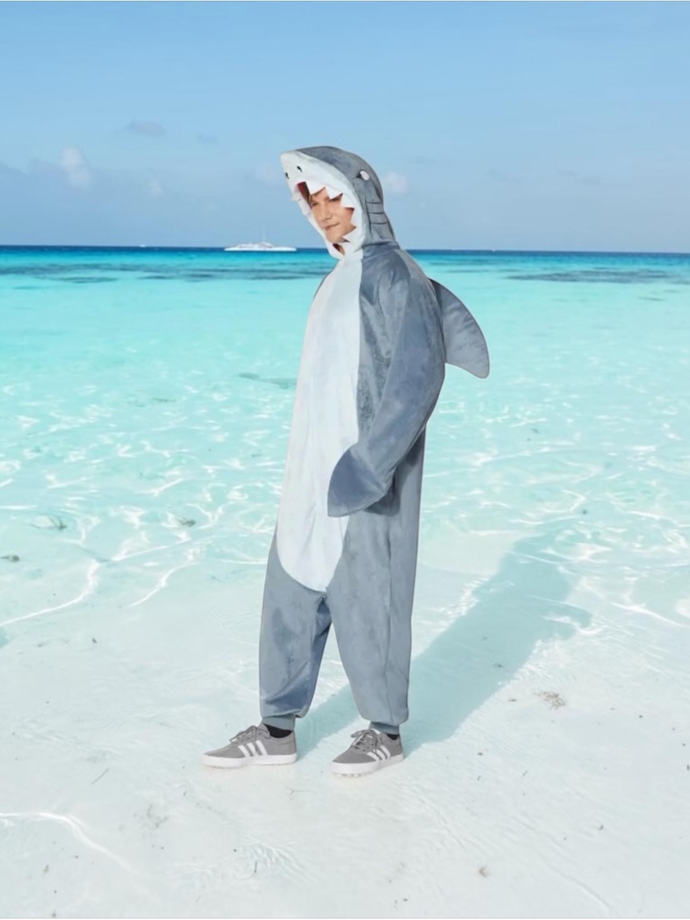 Spirit Halloween Adult Shark Jumpsuit Costume Like New